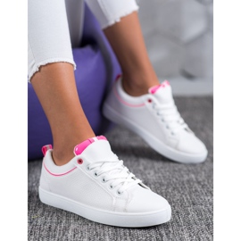 SHELOVET Sneakers Alla Moda Con Ecopelle bianca rosa 1