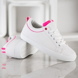 SHELOVET Sneakers Alla Moda Con Ecopelle bianca rosa 4