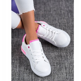 SHELOVET Scarpe da ginnastica alla moda legate bianco rosa 2