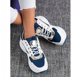 Ideal Shoes Sneakers sportive alla moda bianco blu navy 2