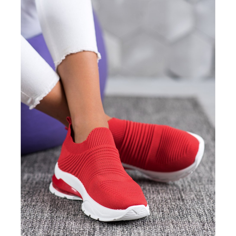 SHELOVET Sneakers slip-on in tessuto rosso 2