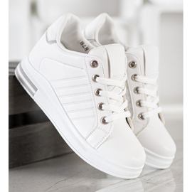 SHELOVET Sneakers bianche con zeppa bianca 2