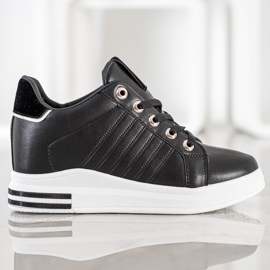 SHELOVET Sneakers nere con zeppa nero 2