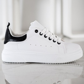 SHELOVET Scarpe da ginnastica bianche alla moda bianco nero 2