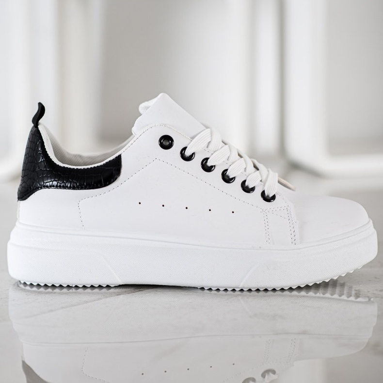SHELOVET Scarpe da ginnastica bianche alla moda bianco nero 2