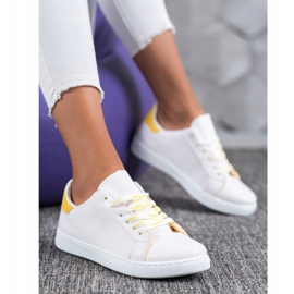 SHELOVET Scarpe sportive alla moda bianca giallo 1