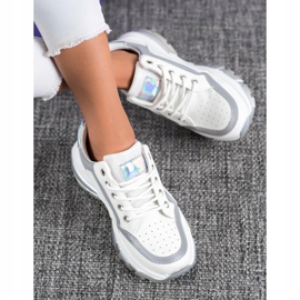 SHELOVET Sneakers in ecopelle bianco grigio 1