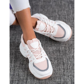 SHELOVET Comode Sneakers Con Rete bianca rosa 1