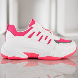 SHELOVET Comode Sneakers Con Rete bianca rosa 2