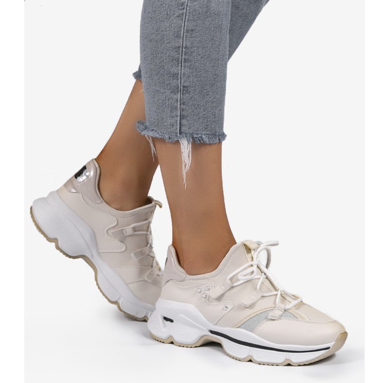 Sneakers in lycra beige C947 2