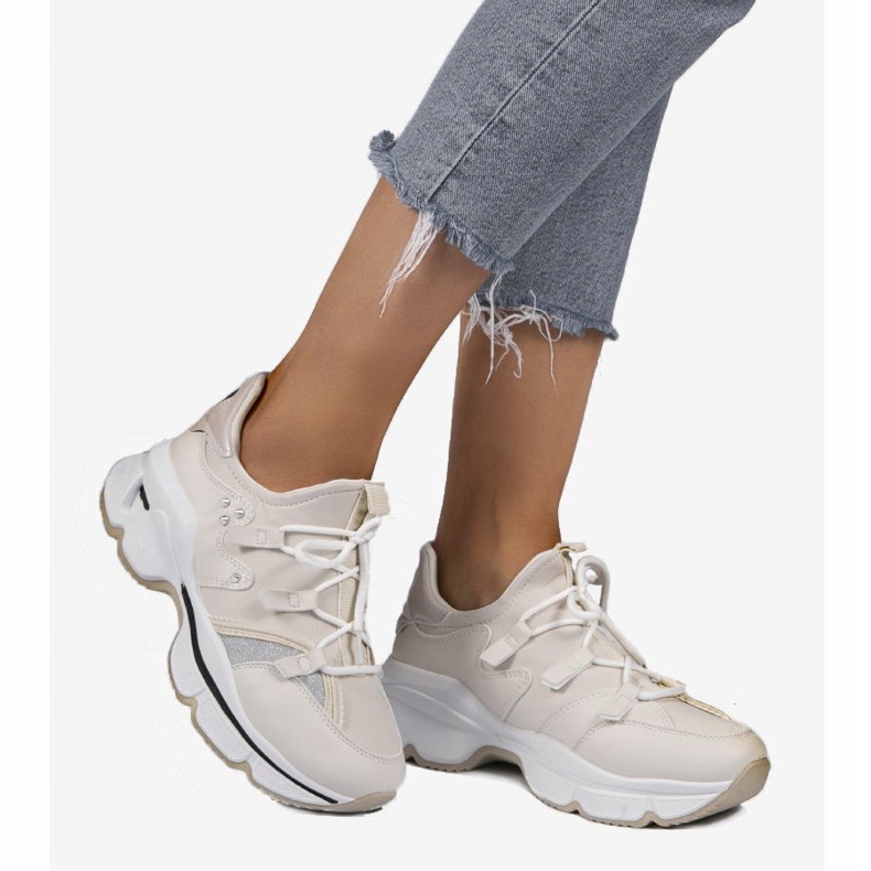 Sneakers in lycra beige C947 1