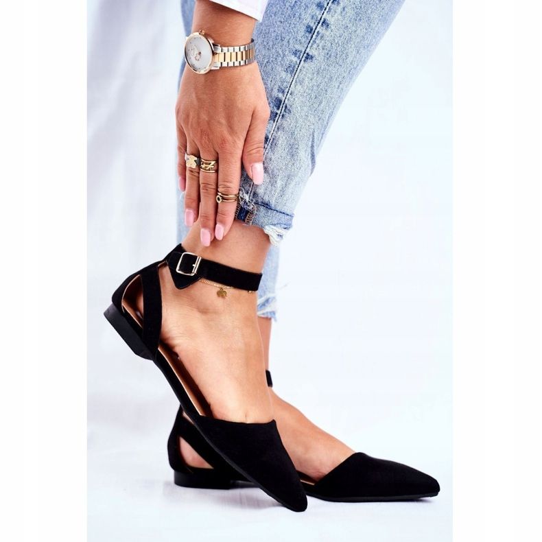 SEA Ballerine nere piatte da donna con cintura con Allison Spitz nero 1