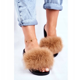 Ciabatte da Donna con Pelliccia Naturale Cammello Bushido marrone 1