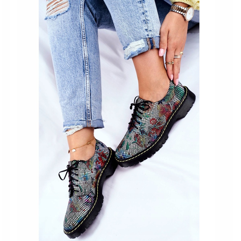 Stringate da donna Oxford in pelle Fiori Maciejka 04087-43 nero multicolore 2