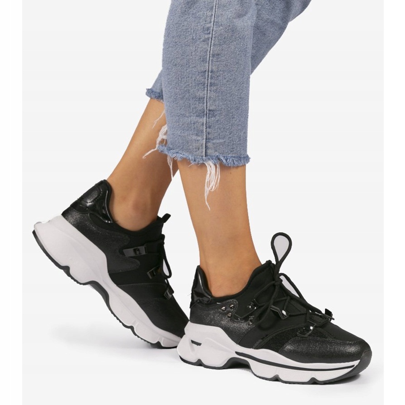 Sneakers nere in lycra C947 nero 1