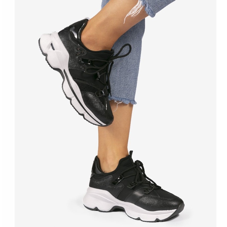 Sneakers nere in lycra C947 nero 2