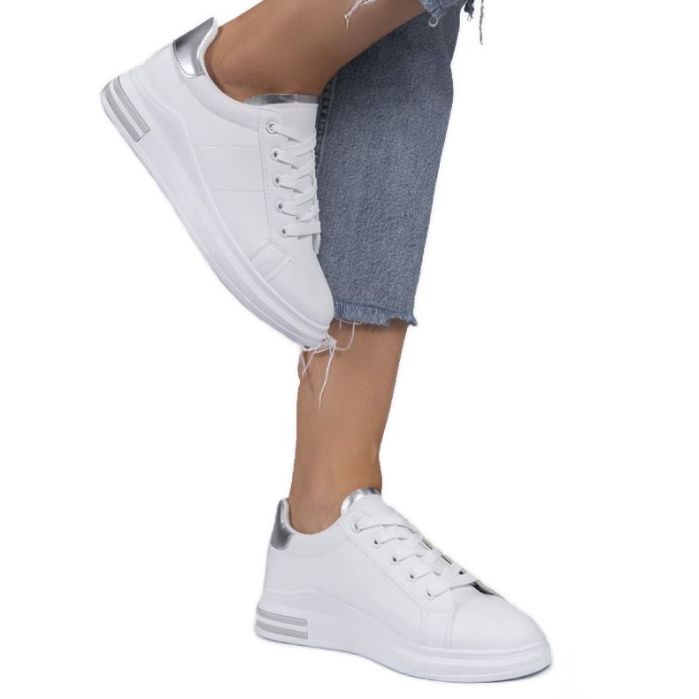 Sneakers classiche bianche LG20 bianca d'argento grigio 1