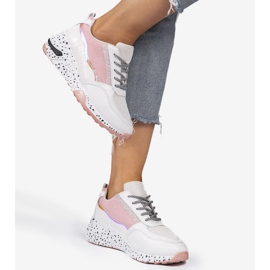 Sneakers sportive bianche con inserti rosa C-3151 bianca 1