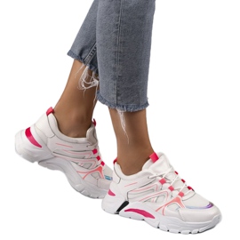 Sneakers sportive 1070 bianche con inserti rosa bianco 1