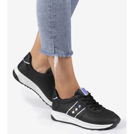 Sneakers sportive nere in ecopelle 952-10 nero 2