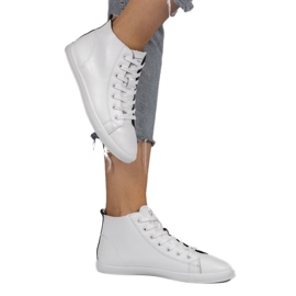 Sneakers alte bianche da donna classiche 9858 bianco 1