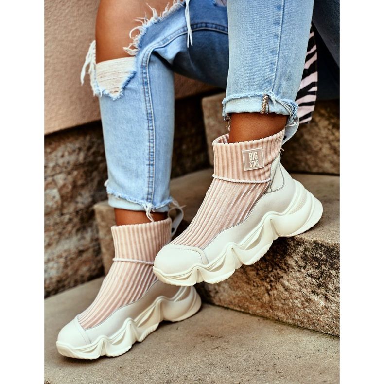 Scarpe sportive alte da donna Big Star bianche GG274608 bianca 1