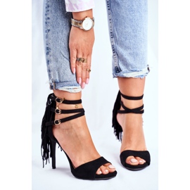 LU BOO Sandali da donna con tacco alto Gladiator Black Carnival nero 2
