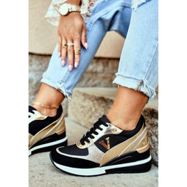 Vinceza Scarpe Sportive da donna Sneakers Nere e Oro 21-10574 nero giallo 2