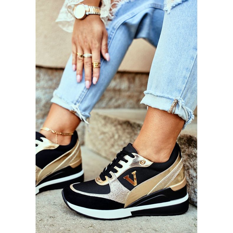 Vinceza Scarpe Sportive da donna Sneakers Nere e Oro 21-10574 nero giallo 2