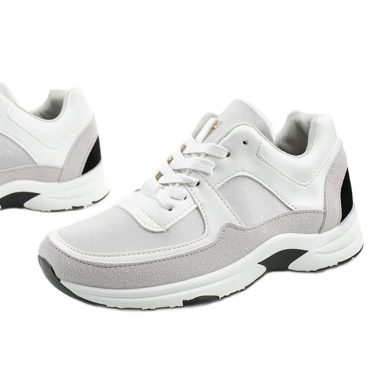 Sneakers sportive bianche alla moda realizzate in ecopelle CH005 bianca grigio 1