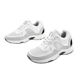 Sneakers sportive bianche alla moda realizzate in ecopelle CH005 bianco grigio 2