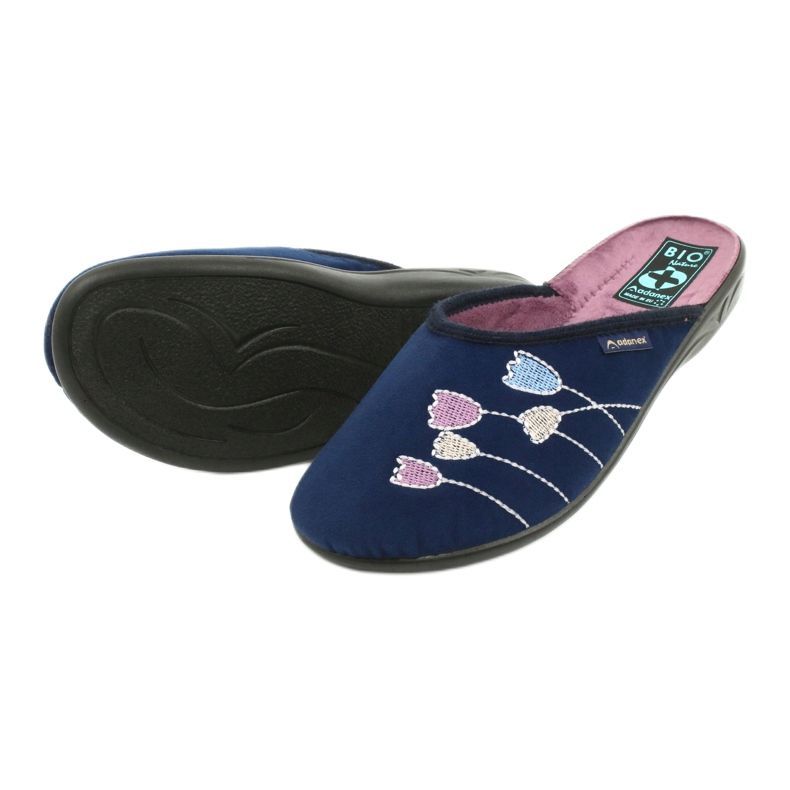 Pantofole Adanex 25626 in velluto blu navy viola 3