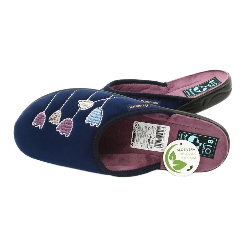 Pantofole Adanex 25626 in velluto blu navy viola 4
