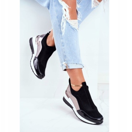 Vinceza Scarpe sportive da donna Sneakers in pelle nera 21-7780 nero 2