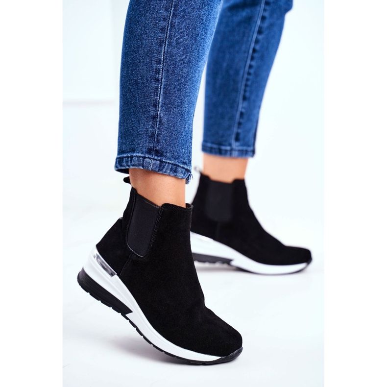 Vinceza Scarpe sportive da donna Sneakers in pelle nera 21-7781 nero 1