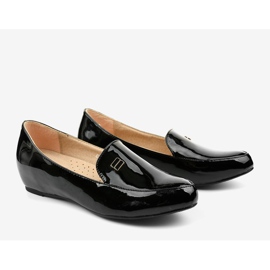 Mocassini laccati neri sulla zeppa C16 nero 2