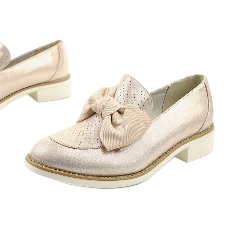 Scarpe slip-on nere con fiocco RS-WED2 d'oro 1