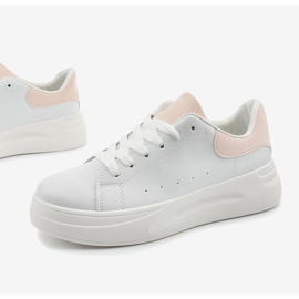 Sneakers bianche con ecopelle LLQ204-11 bianco rosa 1