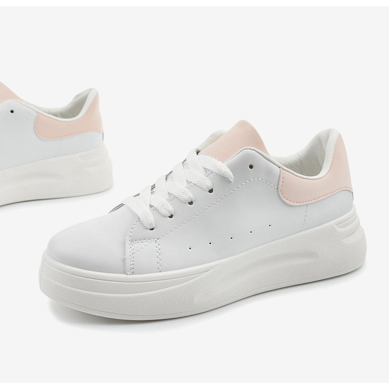 Sneakers bianche con ecopelle LLQ204-11 bianca rosa 1