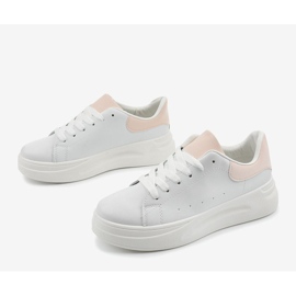 Sneakers bianche con ecopelle LLQ204-11 bianco rosa 2