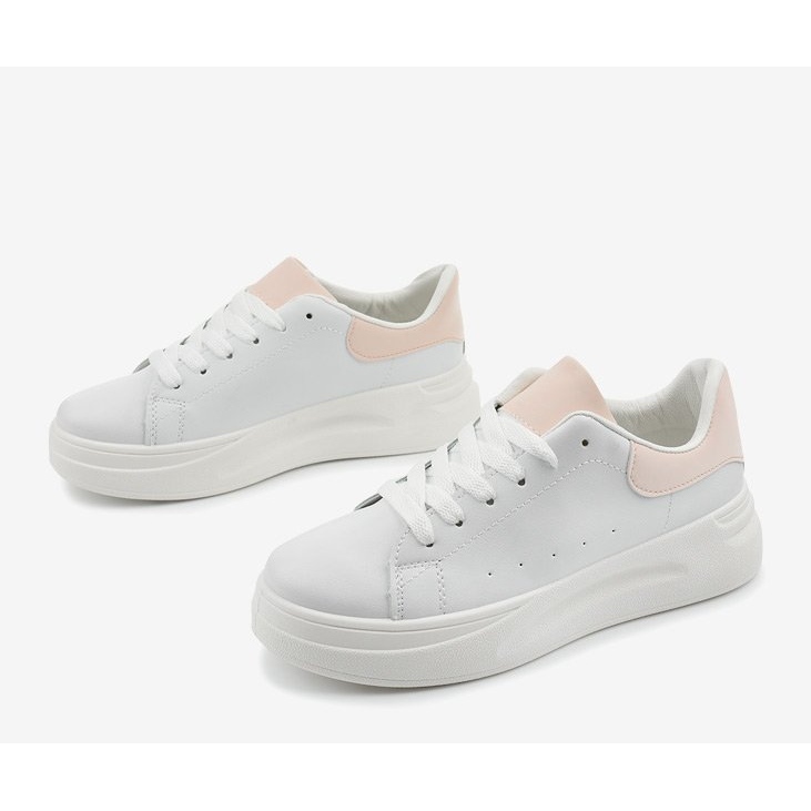 Sneakers bianche con ecopelle LLQ204-11 bianco rosa 2