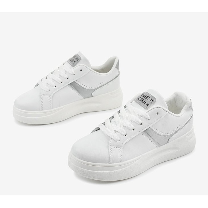 Sneakers in ecopelle bianca LLQ206-26 bianco 2