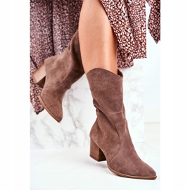 Stivali Donna Con Tacco Alto Pelle Nabuk Cappuccino Nicole 2580 marrone 2