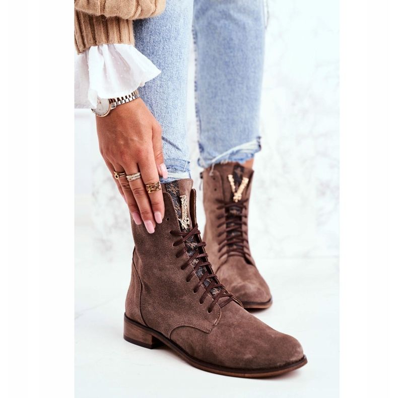 Stivali Donna Nicole Pelle Nabuk Cappuccino 2593 marrone 1