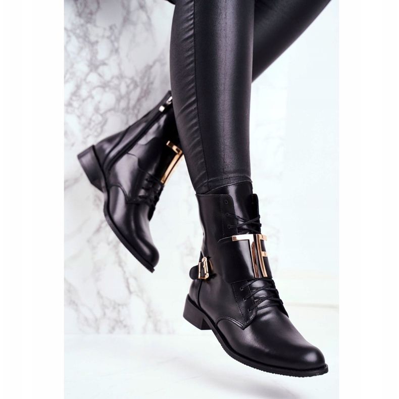 Stivali Donna Nicole Pelle Nero 2591 d'oro 2