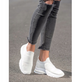 SHELOVET Sneakers slip-on in tessuto bianca 1