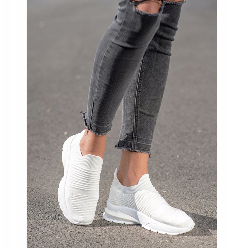 SHELOVET Sneakers slip-on in tessuto bianca 1