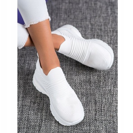 SHELOVET Sneakers slip-on in tessuto bianca 3