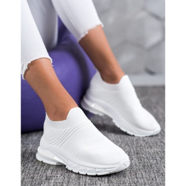 SHELOVET Sneakers slip-on in tessuto bianca 4