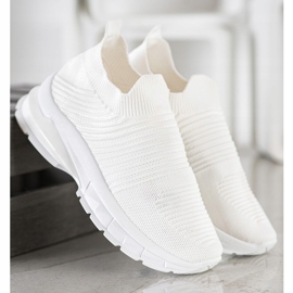 SHELOVET Sneakers slip-on in tessuto bianca 2